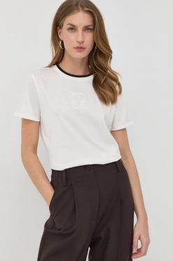 Γυναικεία Κοντομάνικο Βαμβακερό μπλουζάκι Marella άσπρο