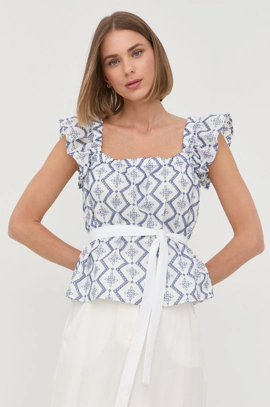 Γυναικεία Μπλούζες Βαμβακερή μπλούζα Marella χρώμα: άσπρο 2 Γυναικεία Μπλούζες Βαμβακερή μπλούζα Marella χρώμα: άσπρο - Image 2