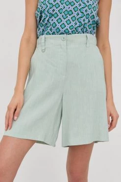 Γυναικεία Σορτς από λινό Marella πράσινο,