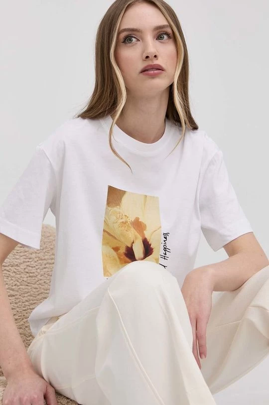 Γυναικεία Κοντομάνικο Βαμβακερό μπλουζάκι Marella άσπρο 1 Γυναικεία Κοντομάνικο Βαμβακερό μπλουζάκι Marella άσπρο