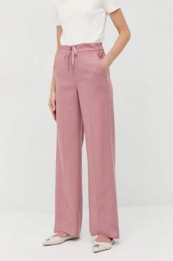 Γυναικεία Υφασμάτινα Παντελόνι από μείγμα μαλλιού Marella ροζ,