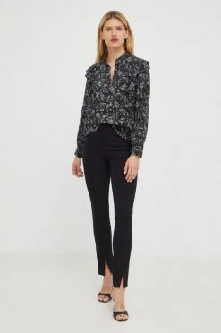 Γυναικεία Μπλούζες Μεταξωτή μπλούζα Marella χρώμα: μαύρο -Φτηνός Marella Κατάστημα unnamed file 508