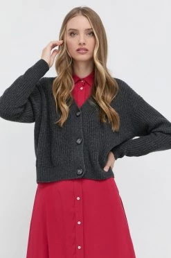 Γυναικεία Με φερμουάρ Πλεκτή ζακέτα Marella χρώμα: γκρι